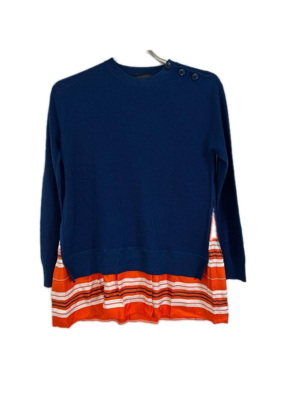 Louis Vuitton Blue Orange Wool Silk Docking Knit Sweater XS